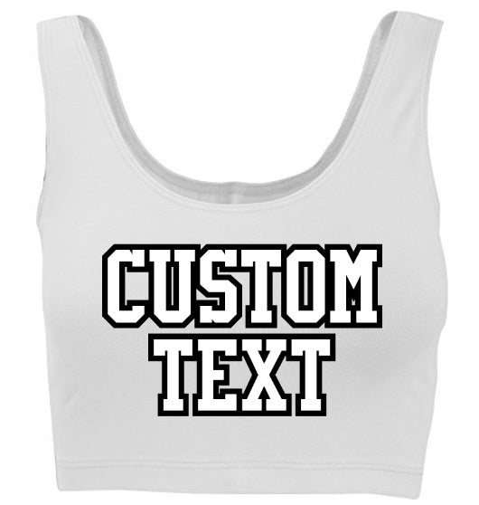 Custom Double Color Text White Tank Crop Top