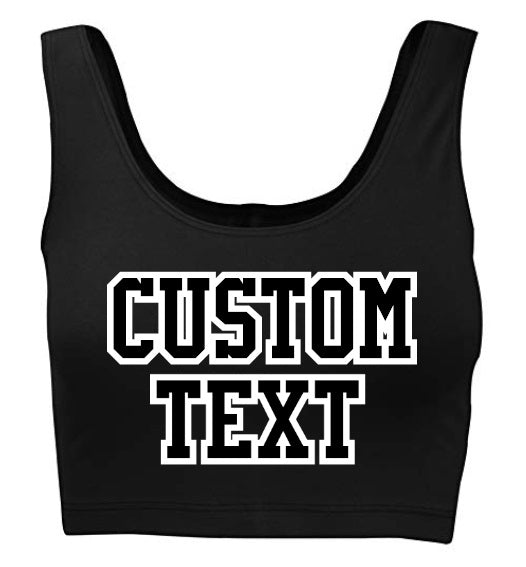 Custom Double Color Text Black Tank Crop Top