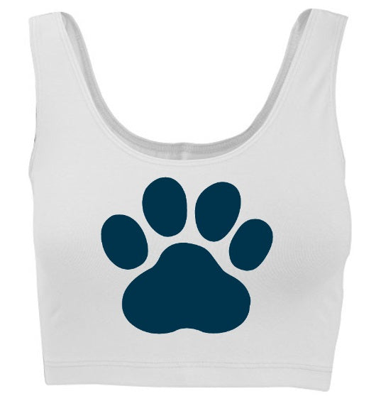 Big Blue Paw Print Tank Crop Top