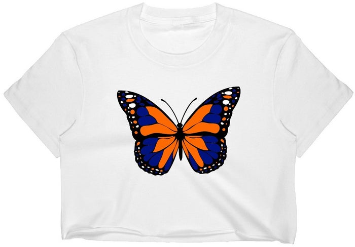 Butterfly Raw Hem Cropped Tee