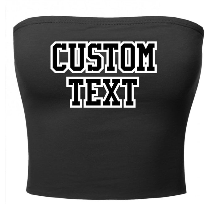 Custom Double Color Text Black Cotton Tube Top