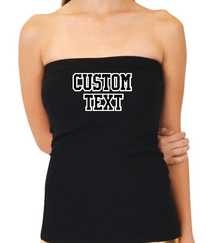 Custom Double Color Text Black Cotton Long Tube Top