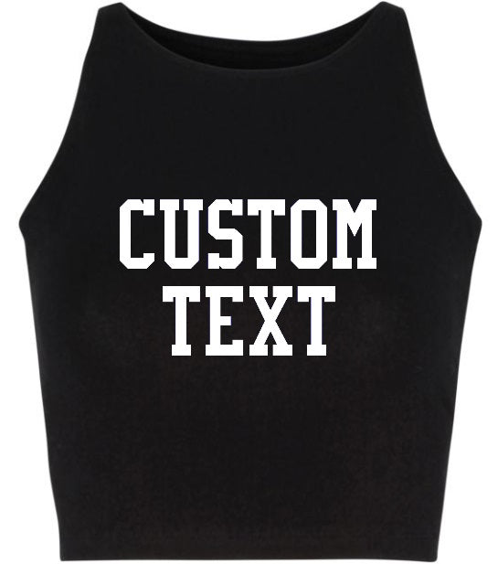 Custom Single Color Text Riley Sleeveless Crop Top