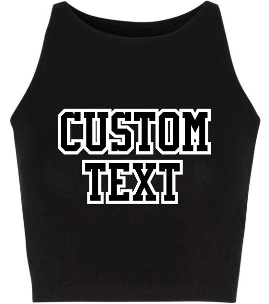 Custom Double Color Text Riley Sleeveless Crop Top