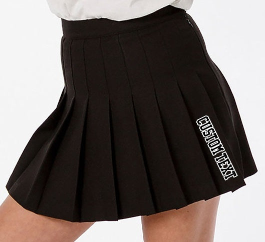 Custom Double Color Text Gameday Bae Classic Black Pleated Cheer Skirt