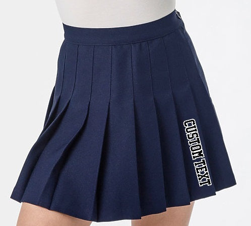 Custom Double Color Text Gameday Bae Classic Navy Pleated Cheer Skirt