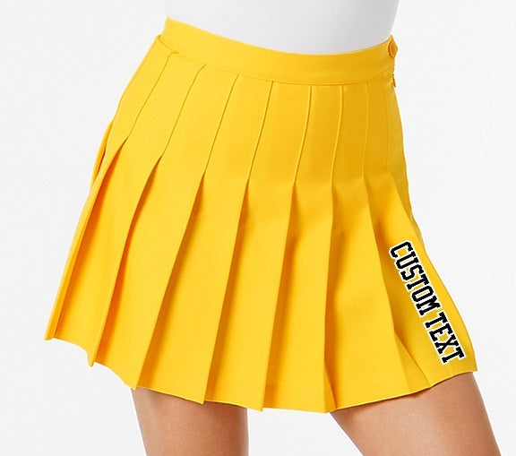 Custom Double Color Text Gameday Bae Classic Yellow Pleated Cheer Skirt