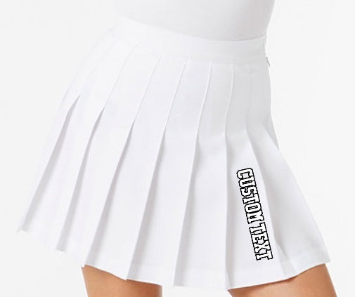 Custom Double Color Text White Pleated Cheer Skirt