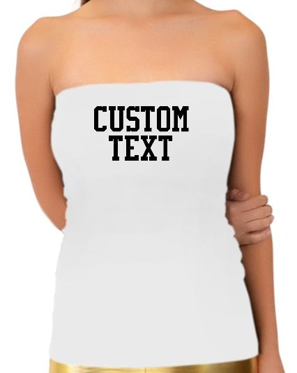 Custom Single Color Text White Cotton Long Tube Top