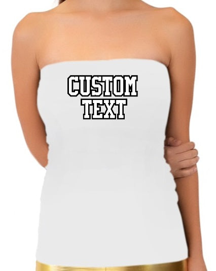Custom Double Color Text White Cotton Long Tube Top
