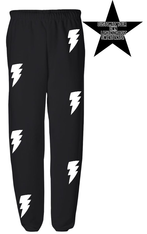 Custom Black Lightning Sweats- Customize Your Lightning Color!