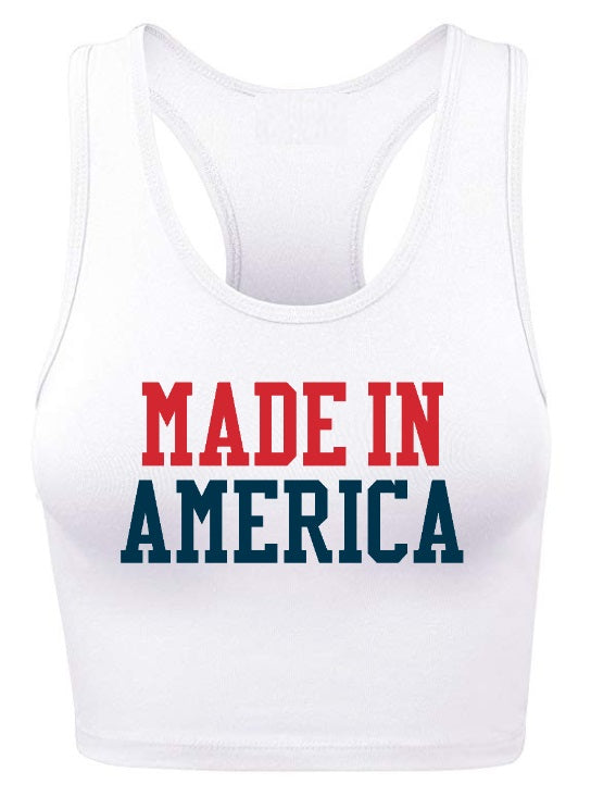 Made in America Racerback Crop Top