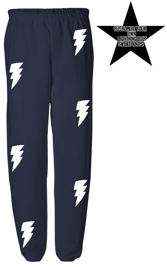 Custom Navy Lightning Sweats- Customize Your Bolt Color!