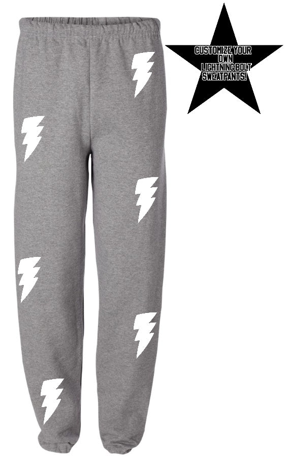 Custom Grey Lightning Sweats- Customize Your Bolt Color!