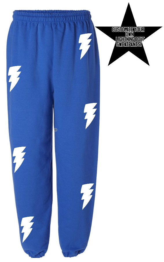 Custom Royal Blue Lightning Sweats- Customize Your Bolt Color!