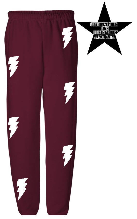 Custom Maroon Lightning Sweats- Customize Your Bolt Color!