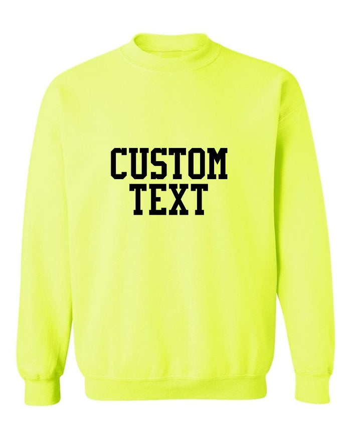 Custom Single Color Text Safety Green Crew Neck