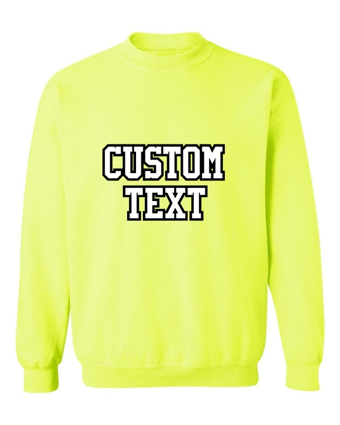 Custom Double Color Text Safety Green Crew Neck Sweatshirt