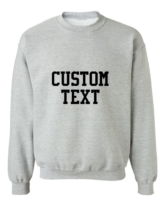 Custom Single Color Text Athletic Grey Crew Neck Sweatshirt