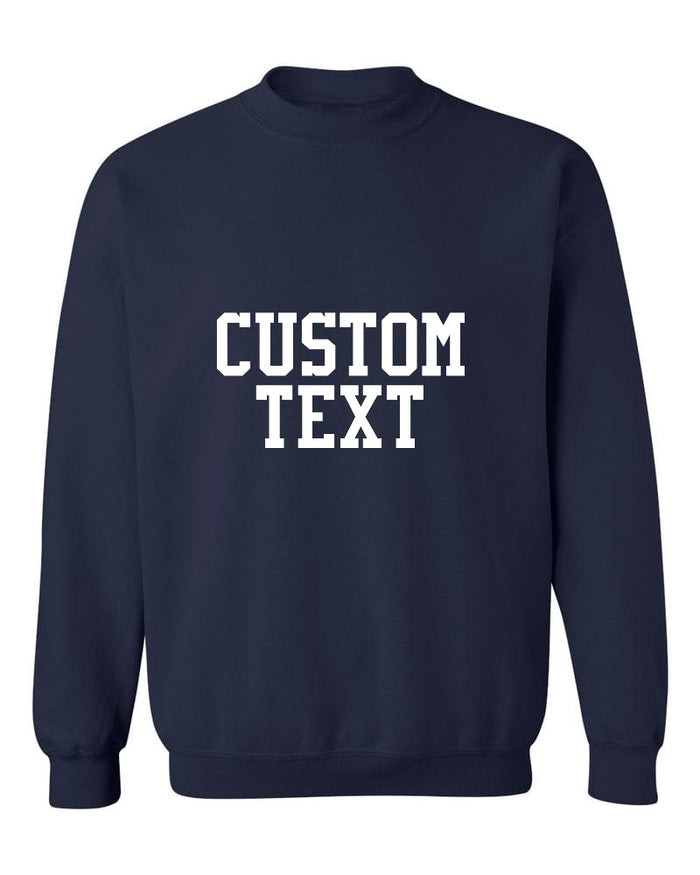 Custom Single Color Text Navy Crew Neck
