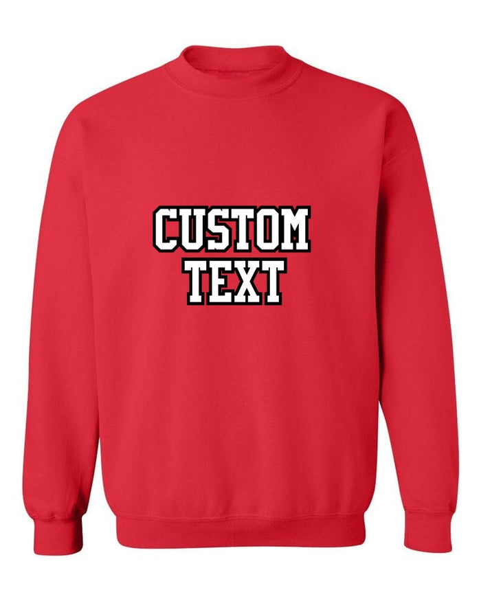 Custom Double Color Text Red Crew Neck Sweatshirt