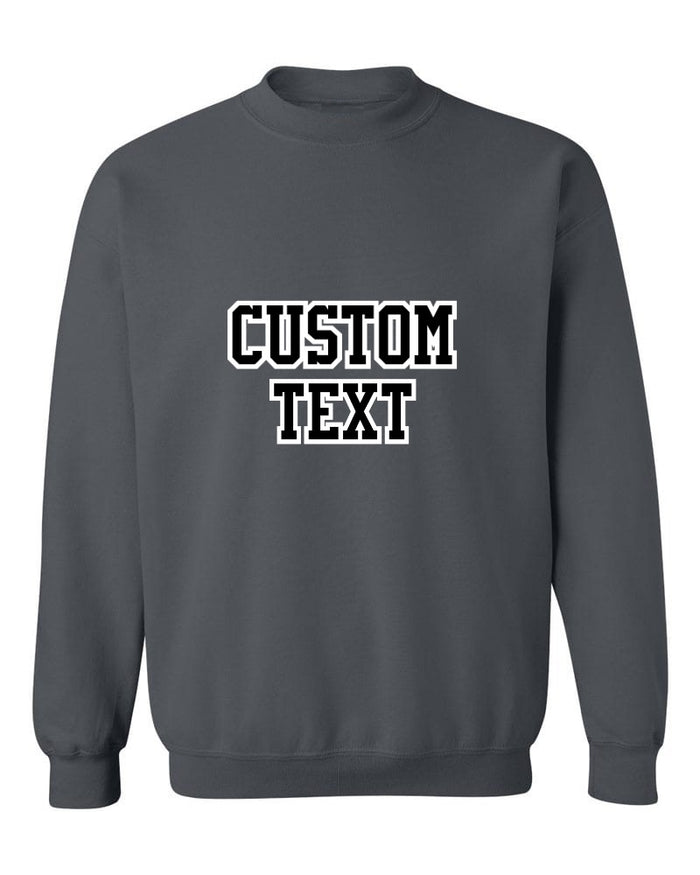 Custom Double Color Text Charcoal Grey Crew Neck Sweatshirt