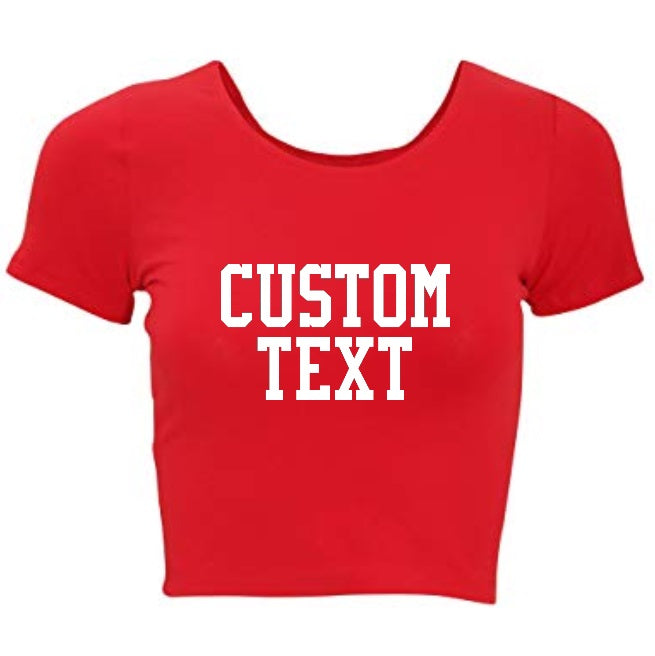Custom Single Color Text Paige Cotton Spandex Crop Top (Available in 2 Colors)