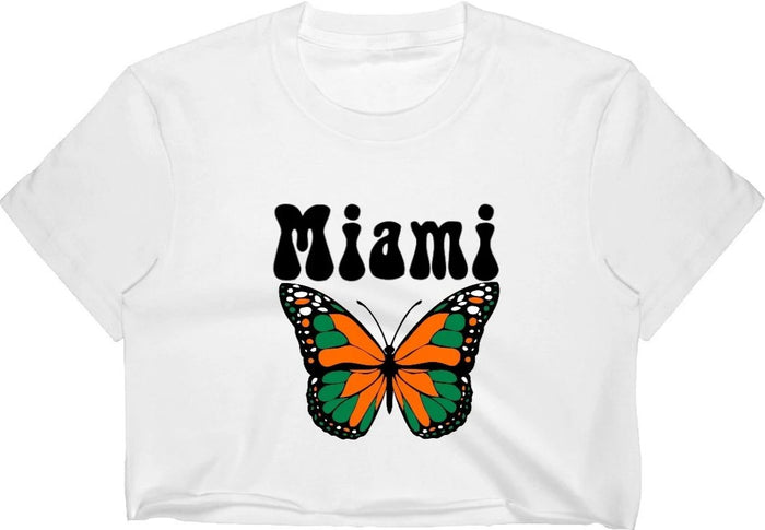 Butterfly Raw Hem Cropped Tee