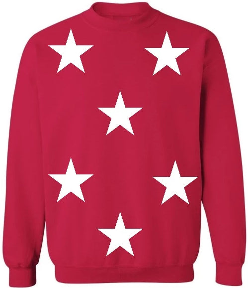 Star Power Red Crewneck with White Stars