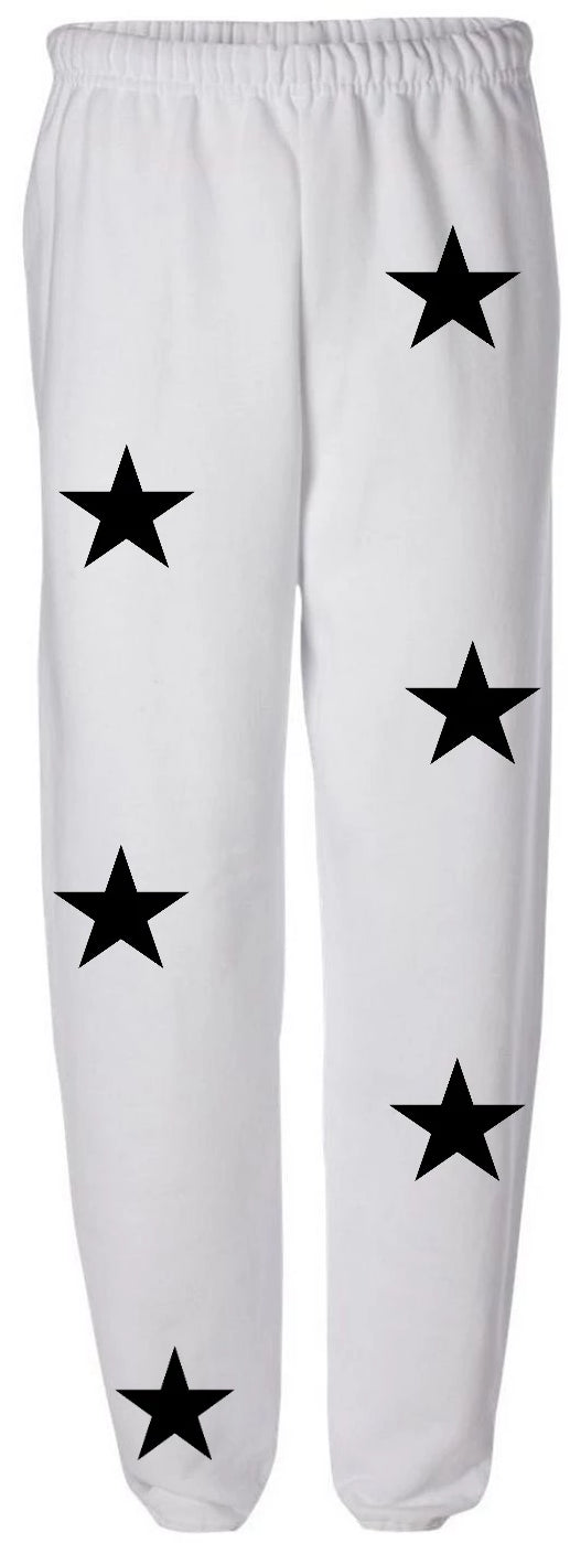 Star Power White Sweats with Black Stars