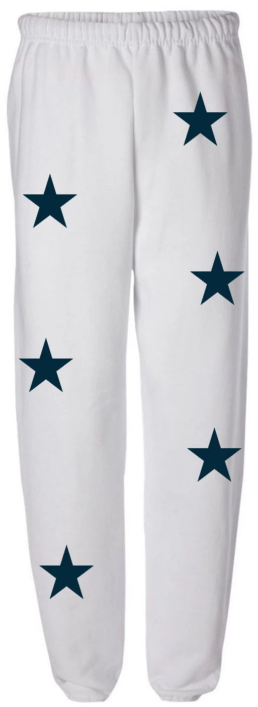 Star Power White Sweats with Navy Stars