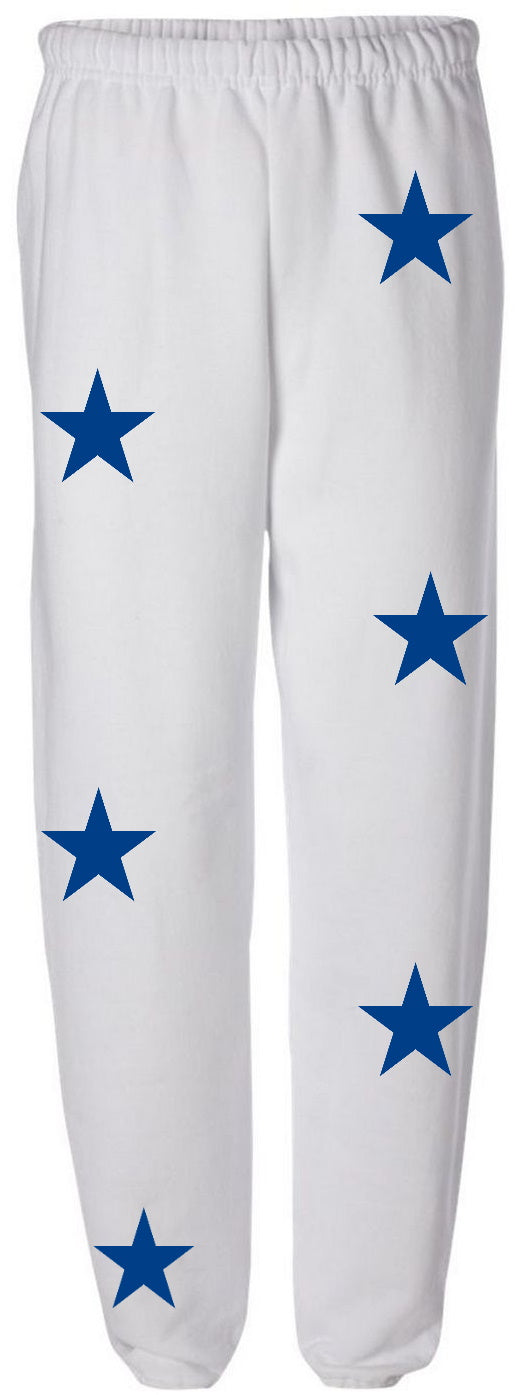 Star Power White Sweats with Royal Blue Stars