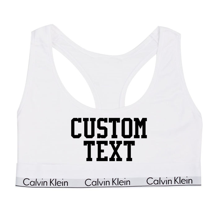 Custom Single Color Text White Cotton Bralette