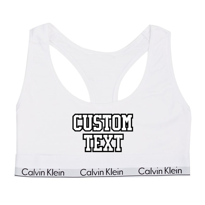 Custom Double Color Text White Cotton Bralette