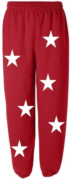 Star Power Red Sweats with White Stars