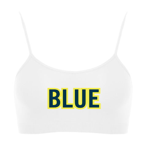 Blue Seamless Spaghetti Strap Super Crop Top