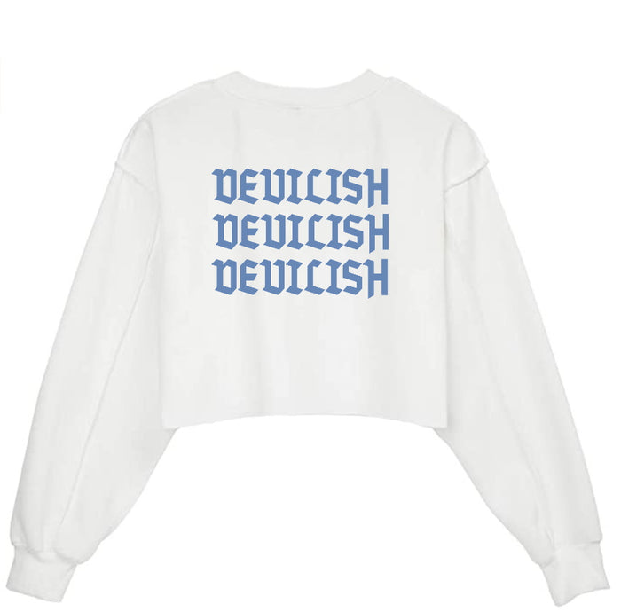 Devilish Raw Hem Cropped Sweatshirt (Available in 3 Colors)
