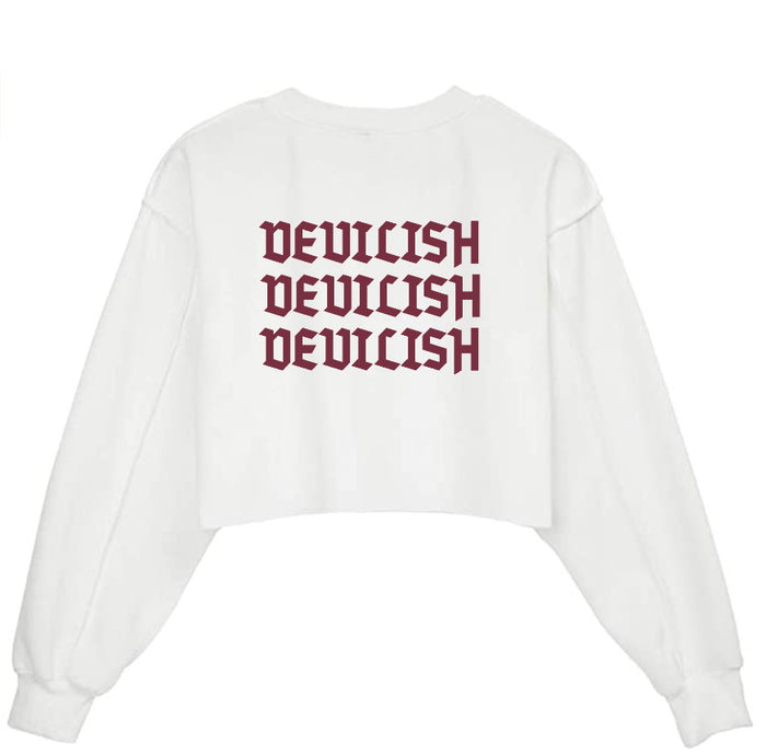 Devilish Raw Hem Cropped Sweatshirt (Available in 2 Colors)