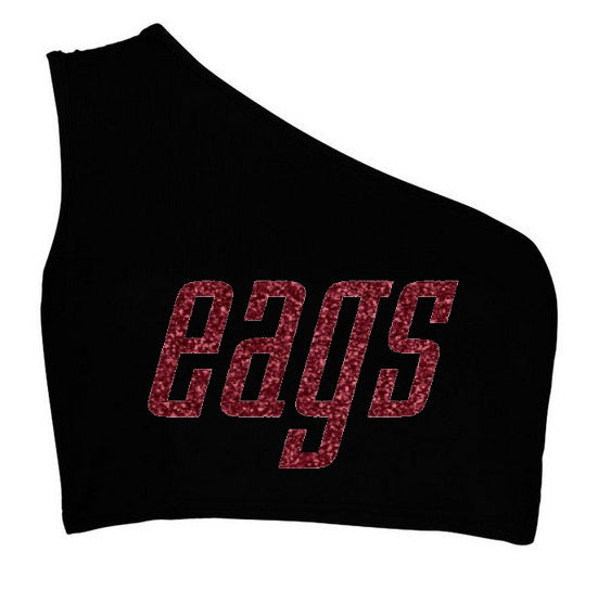 Eags Glitter Seamless One Shoulder Ribbed Crop Top (Available in 2 Colors)