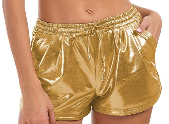 Gold Metallic Draw String Shorts