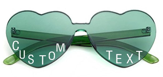 Custom Text Green Heart Sunglasses