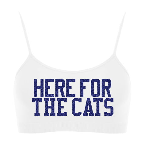 Here For The Cats Glitter Seamless Spaghetti Strap Super Crop Top