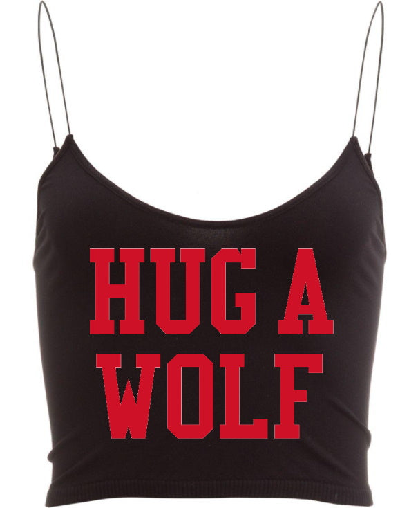 Hug A Wolf Glitter Seamless Skinny Strap Crop Top (Available in 2 Colors)