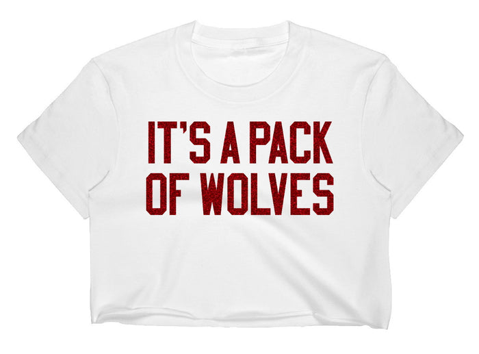 It's A Pack Of Wolves Glitter Raw Hem Crop Tee (Available in 2 Colors)
