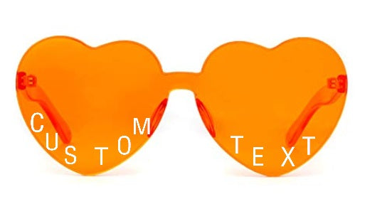 Custom Text Orange Heart Sunglasses