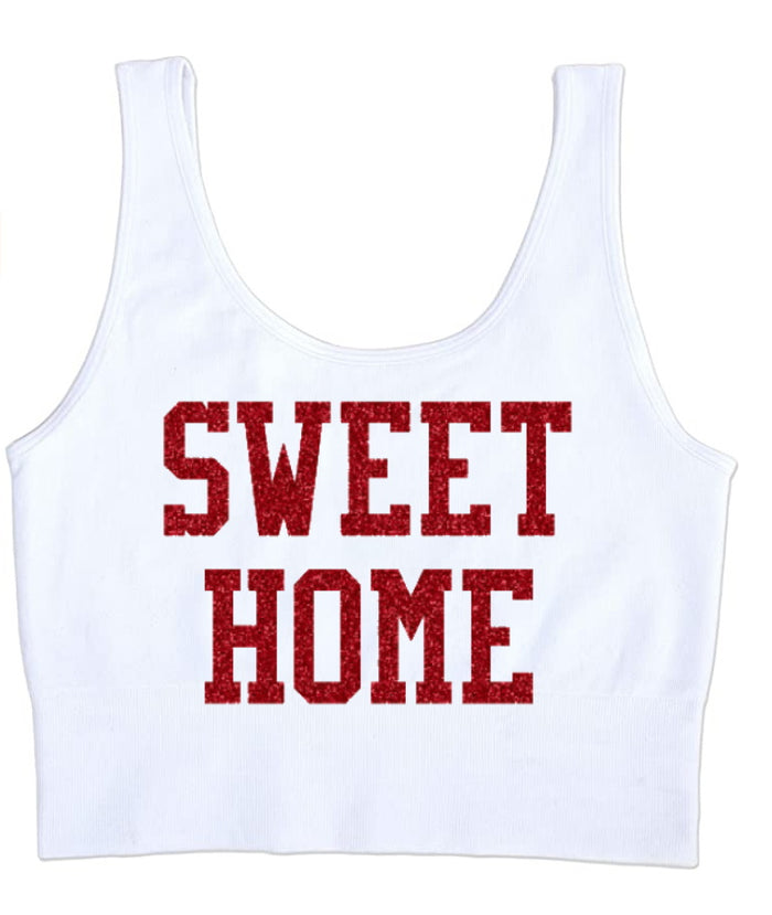Sweet Home Glitter Seamless Tank Crop Top (Available in 2 Colors)
