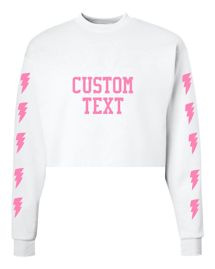 Custom Cropped Lightning & Text Crewneck - Customize Your Lightning & Text Color!