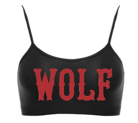 Wolf Spaghetti Strap Super Crop Top (Available in 2 Colors)
