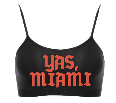 YAS Glitter Seamless Spaghetti Strap Super Crop Top (Available in 2 Top Colors & 2 Graphic Colors)