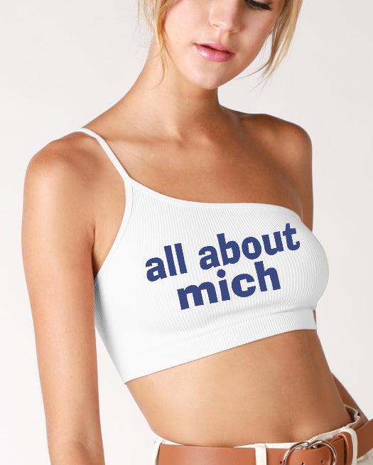 All About It One Shoulder Ribbed Crop Top